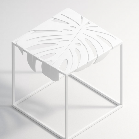 Masă de cafea cu blat metalic în formă de frunză - model Fronda [4]