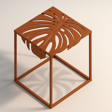 Masă de cafea cu blat metalic în formă de frunză - model Fronda [10]