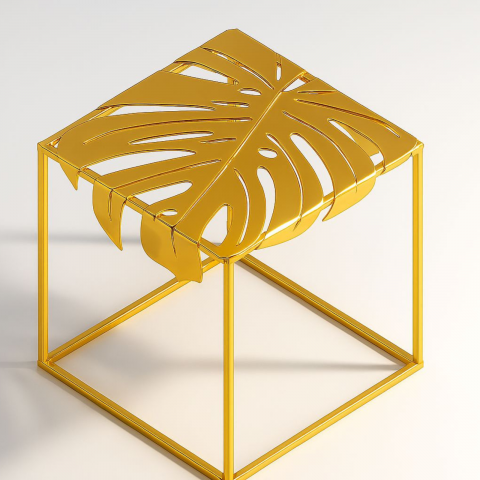 Masă de cafea cu blat metalic în formă de frunză - model Fronda [9]