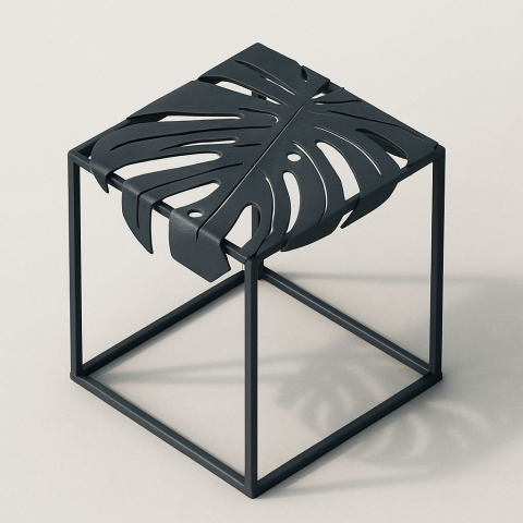 Masă de cafea cu blat metalic în formă de frunză - model Fronda [3]