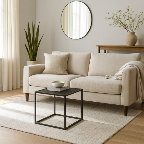 Rectangular coffee tables - Square Coffee Table with Metal Mesh Top 12847| 45x45x44 cm