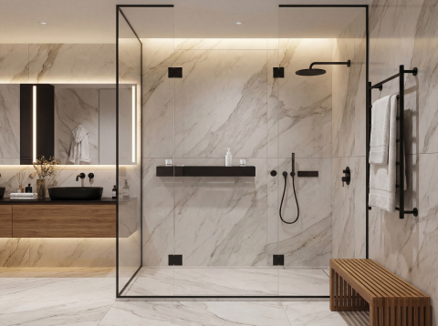 Ohio - Ohio - Polita aluminiu 100 cm pentru baie cu laturi inegale