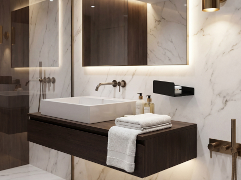 Ohio - Ohio - Polita aluminiu 20 cm pentru baie cu laturi inegale