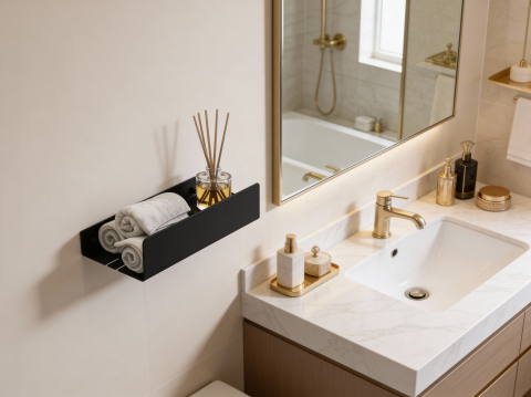 Ohio - Ohio - Polita aluminiu 40 cm pentru baie cu laturi inegale