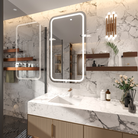 Ohio - Ohio – Modern Bathroom Shelf with Asymmetrical Design