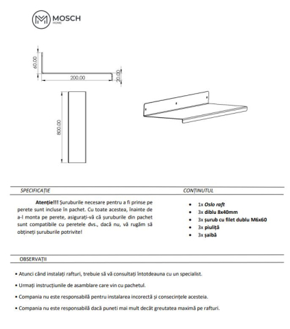 Oslo |Polita Aluminiu 80 cm lungime design indoit in fata [8]