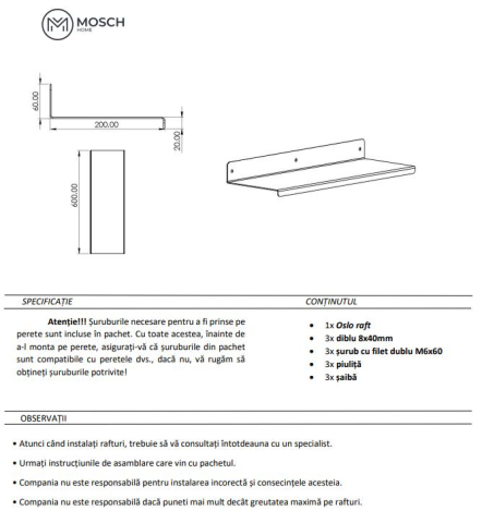 Raft metalic realizat din aluminiu pentru decoratiuni 60 cm lungime design indoit in fata [9]