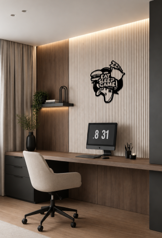 Wall Decorations - Decorative metal panel cut with text - Eat. Sleep. Game.