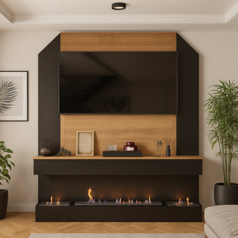 Colectii Mobilier - Șemineu decorativ din metal și lemn masiv - design personalizat | Mosch Home