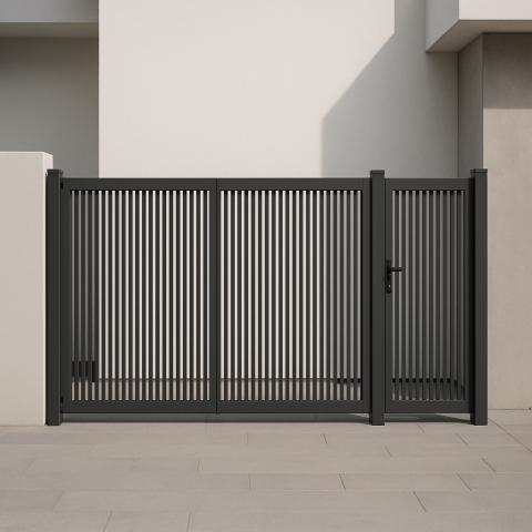 Metal Fence - Complete fence system with swing gates – vehicle and pedestrian access