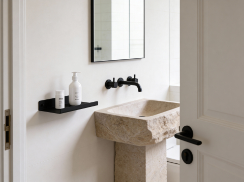 Baie - Stockholm - Polita aluminiu 40 cm pentru baie cu design elegant