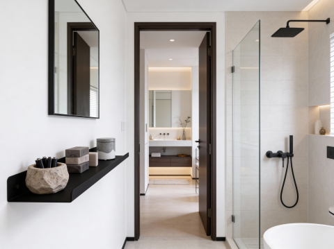 Baie - Stockholm - Polita aluminiu 60 cm pentru baie cu design elegant