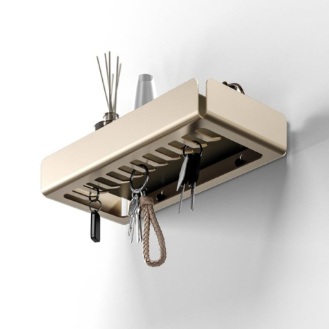 Suport de chei din aluminiu cu spațiu de depozitare și agățătoare [2]