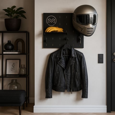 Storage Solutions for Motorcycle Gear - Aluminum stand for motorcycle jacket and helmet
