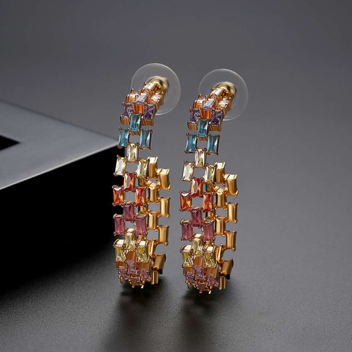 Cercei statement cristale colorate [4]