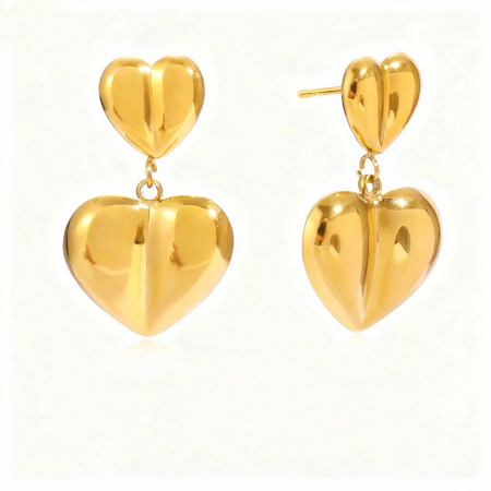 Bijuterii Otel Inoxidabil - cercei inima double cortez