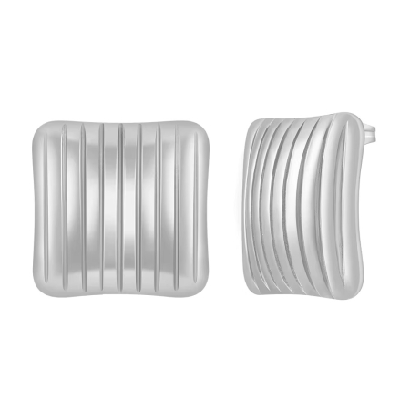 Bijuterii Otel Inoxidabil - cercei patrati argintii Karina