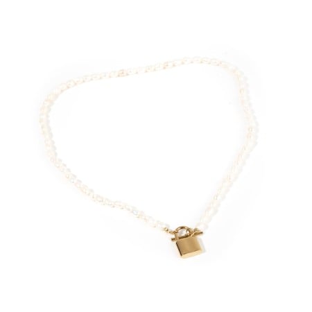 Chokers si coliere - Choker perle cu lacat Ellie