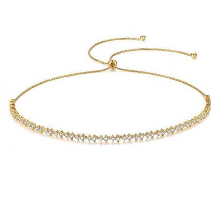 Chokers si coliere - choker tennis auriu