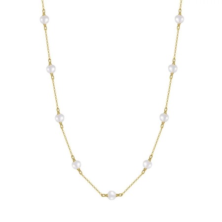 Chokers si coliere - colier argint auriu cu perle