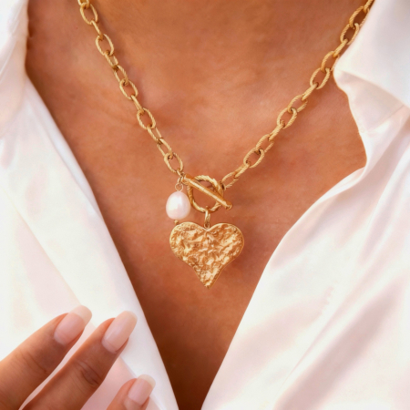 Colier pandantiv inima si perla Iriss [1]