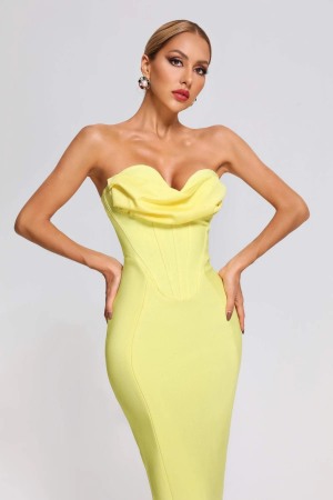 Rochii - Rochie corset galbena Saphire