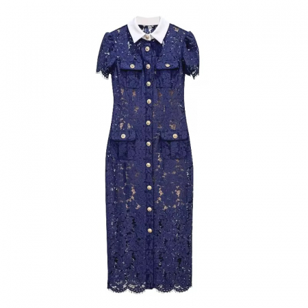 Rochii - rochie midi din dantela navy