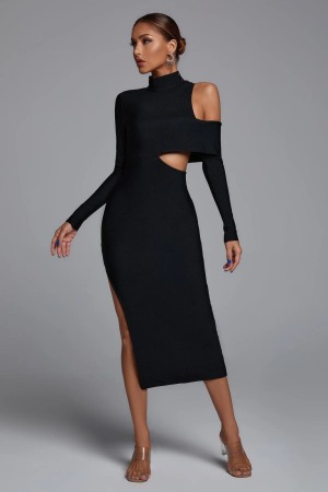 Rochii - Rochie neagra cocktail Cardi