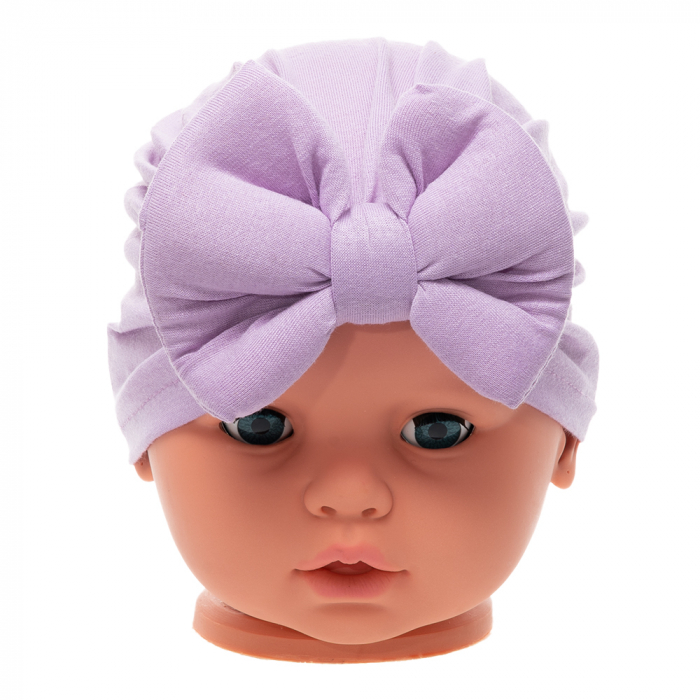 Set 3 piese bebe turban si 2 bentite Lila [7]