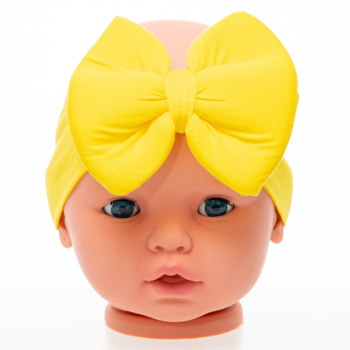 Set 3 piese bebe turban si 2 bentite Galben 6-12 luni [3]