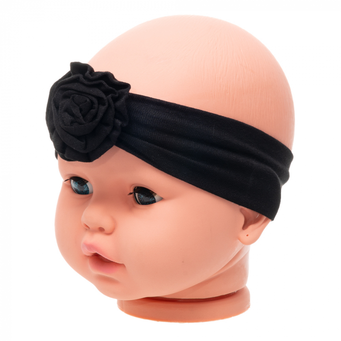Set 3 piese bebe turban si 2 bentite Negru [4]