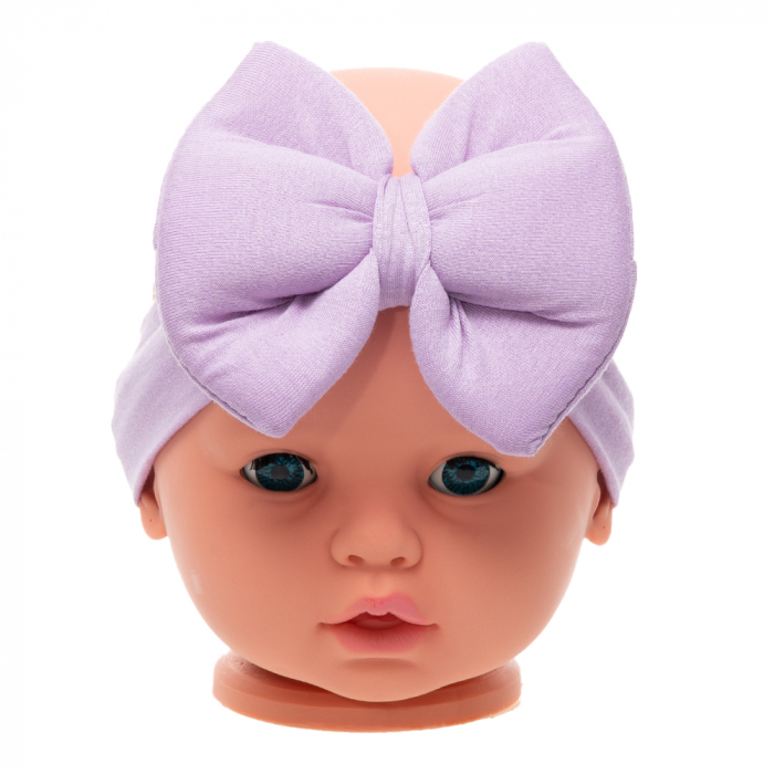 Set 3 piese bebe turban si 2 bentite Lila [3]
