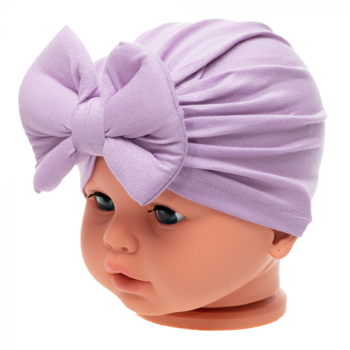 Set 3 piese bebe turban si 2 bentite Lila [6]