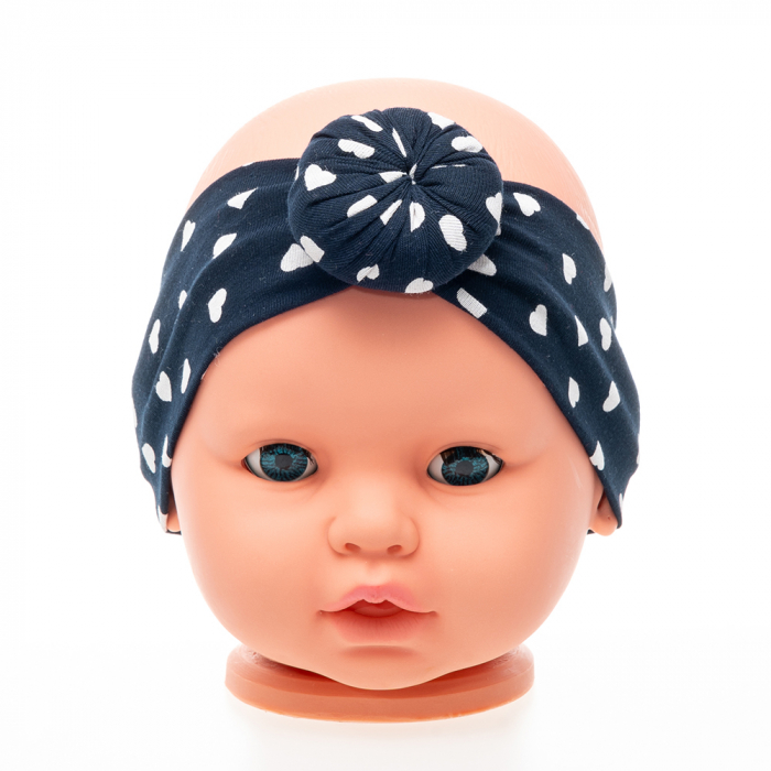 Set 3 piese bebe turban si 2 bentite Albastru inchis [5]