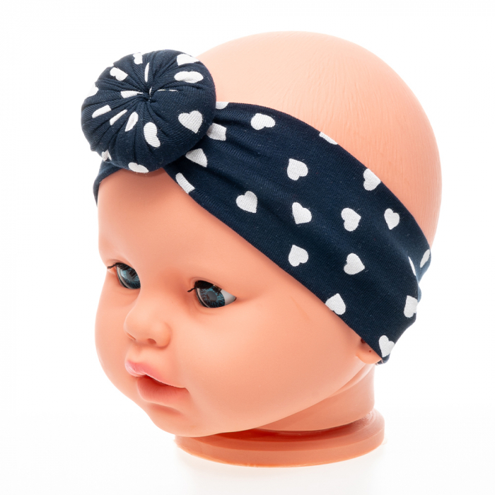 Set 3 piese bebe turban si 2 bentite Albastru inchis [4]