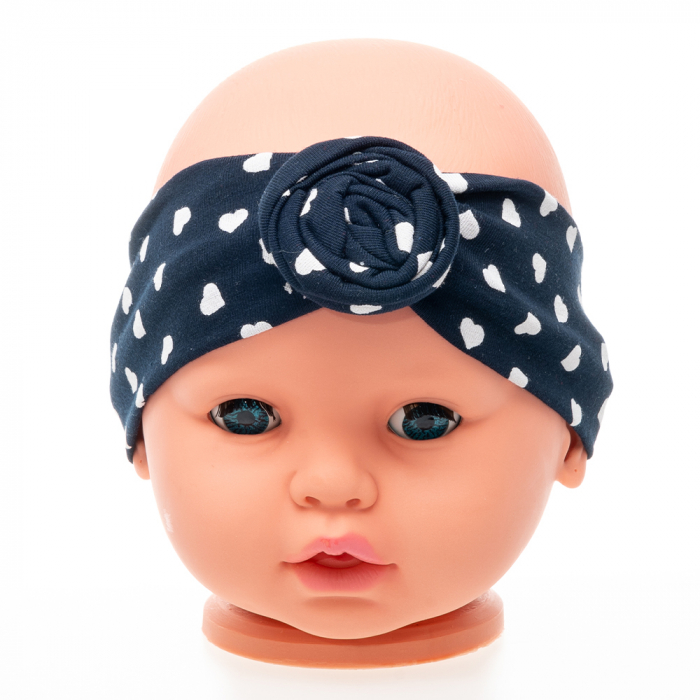 Set 3 piese bebe turban si 2 bentite Albastru inchis [3]