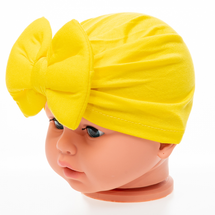 Set 3 piese bebe turban si 2 bentite Galben 6-12 luni [6]