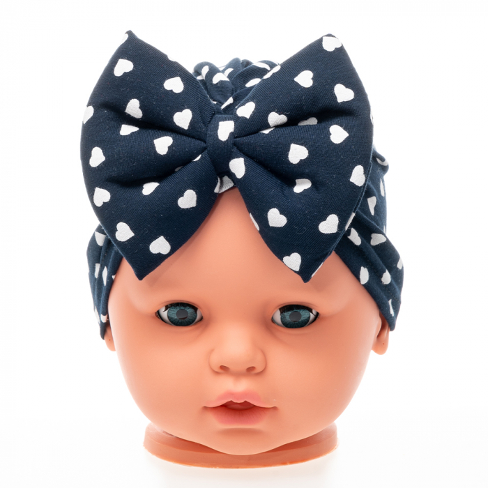 Set 3 piese bebe turban si 2 bentite Albastru inchis [7]