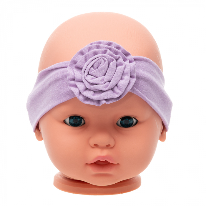 Set 3 piese bebe turban si 2 bentite Lila [5]