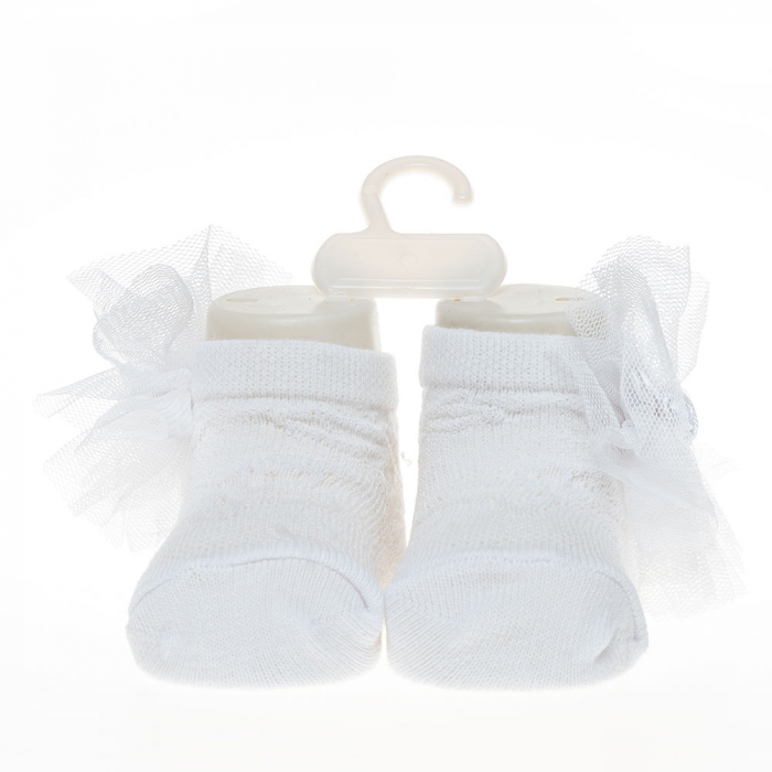 Set 2 piese bebe bentita si o pereche de sosete model floricica alb 0-6 luni [2]