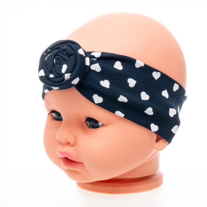 Set 3 piese bebe turban si 2 bentite Albastru inchis [2]