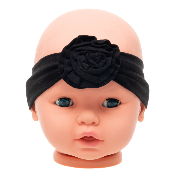 Set 3 piese bebe turban si 2 bentite Negru [5]