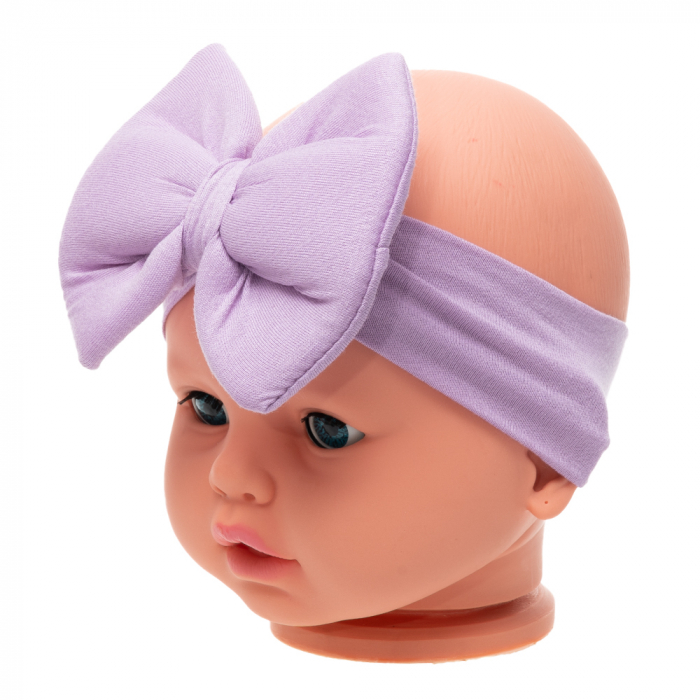 Set 3 piese bebe turban si 2 bentite Lila [2]