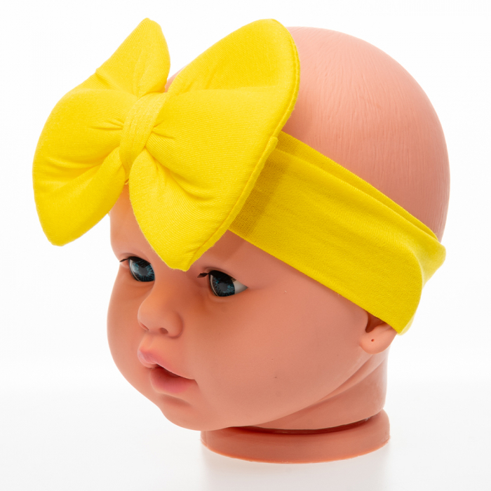 Set 3 piese bebe turban si 2 bentite Galben 6-12 luni [2]