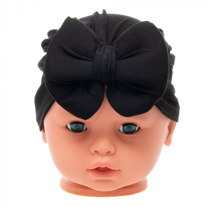 Set 3 piese bebe turban si 2 bentite Negru [7]