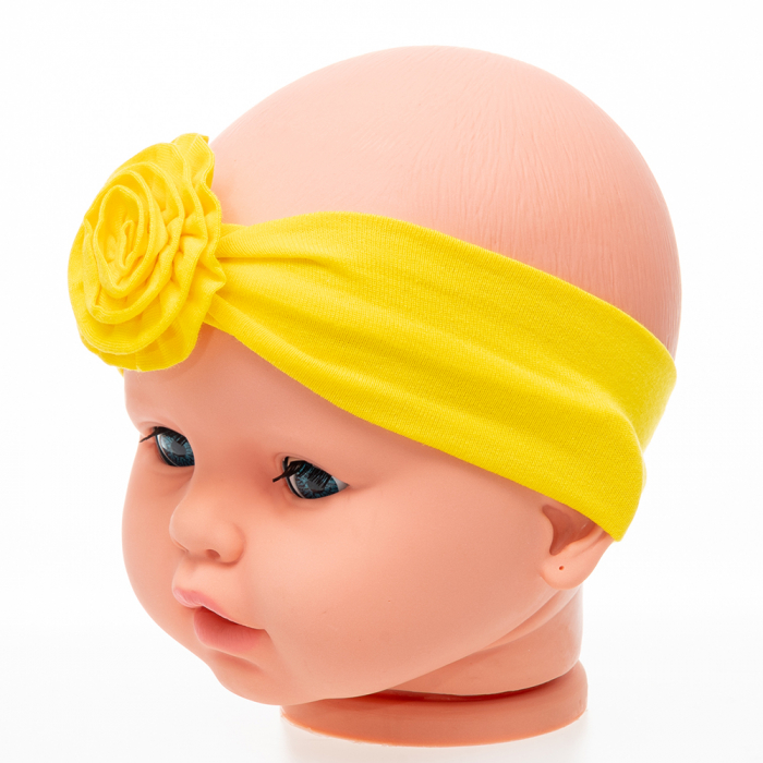 Set 3 piese bebe turban si 2 bentite Galben 6-12 luni [4]