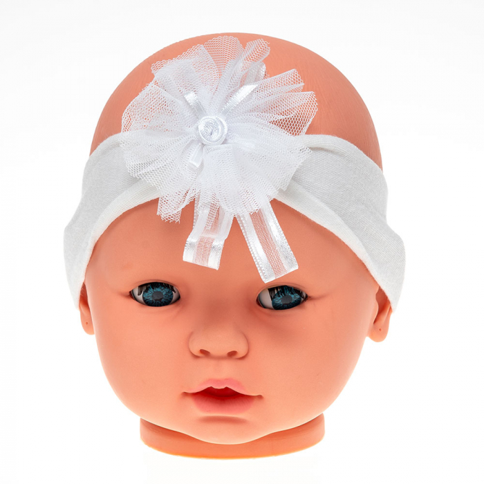 Set 2 piese bebe bentita si o pereche de sosete model floricica alb 0-6 luni [6]