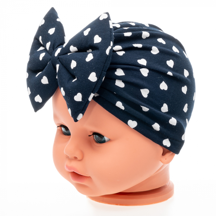 Set 3 piese bebe turban si 2 bentite Albastru inchis [6]