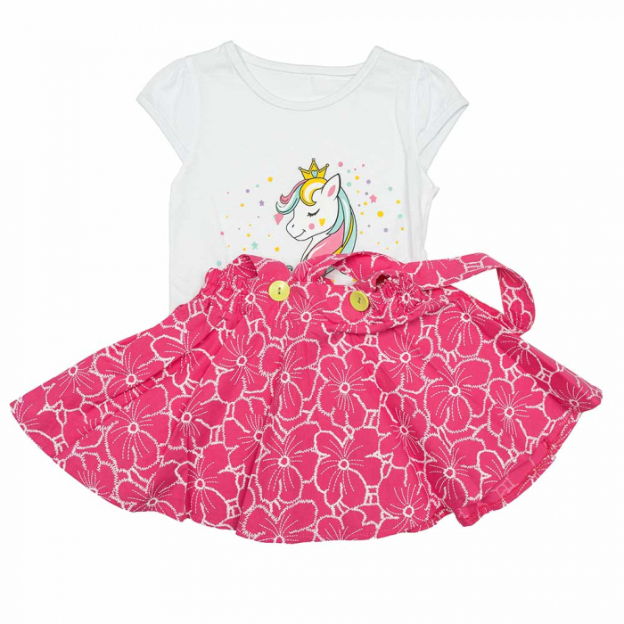 Set de vara fete Unicorn tricou si fustita tip sarafan [5]