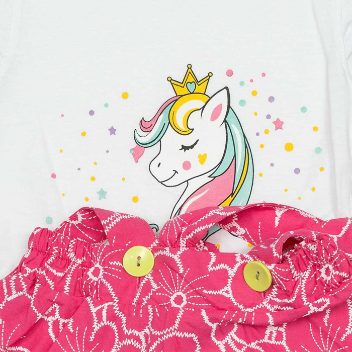 Set de vara fete Unicorn tricou si fustita tip sarafan [6]